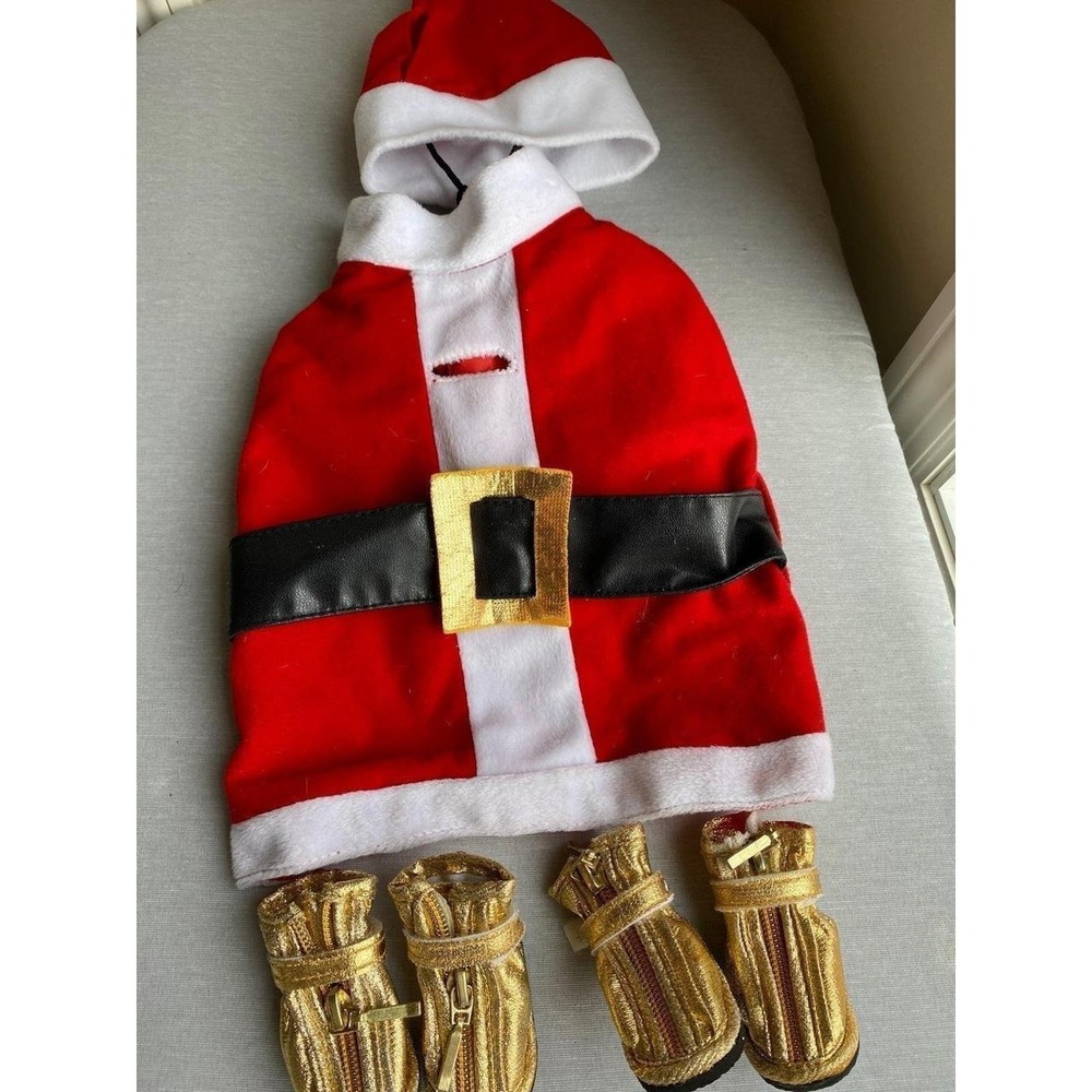 Santa Clause Costume Dog Christmas Chelsea Paws with shoes Small